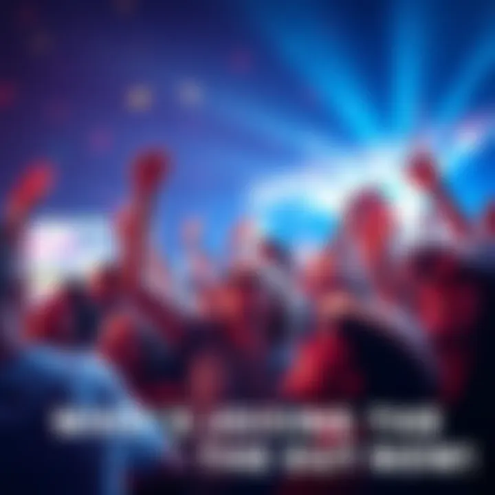 A group of people cheering and celebrating together at an outdoor event, showing excitement and joy.