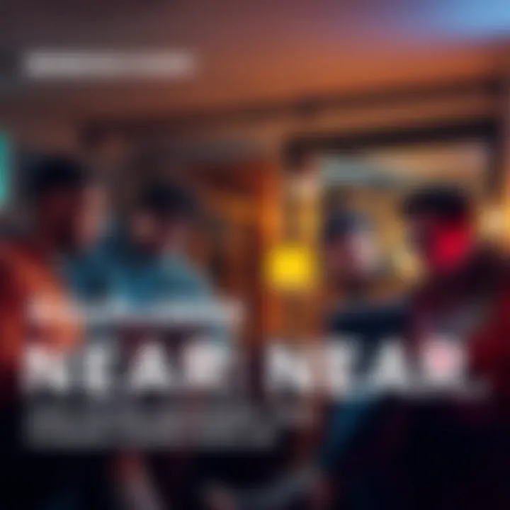 A group of people discussing their personal stories about discovering NEAR, with some using laptops and tablets in a cozy setting.