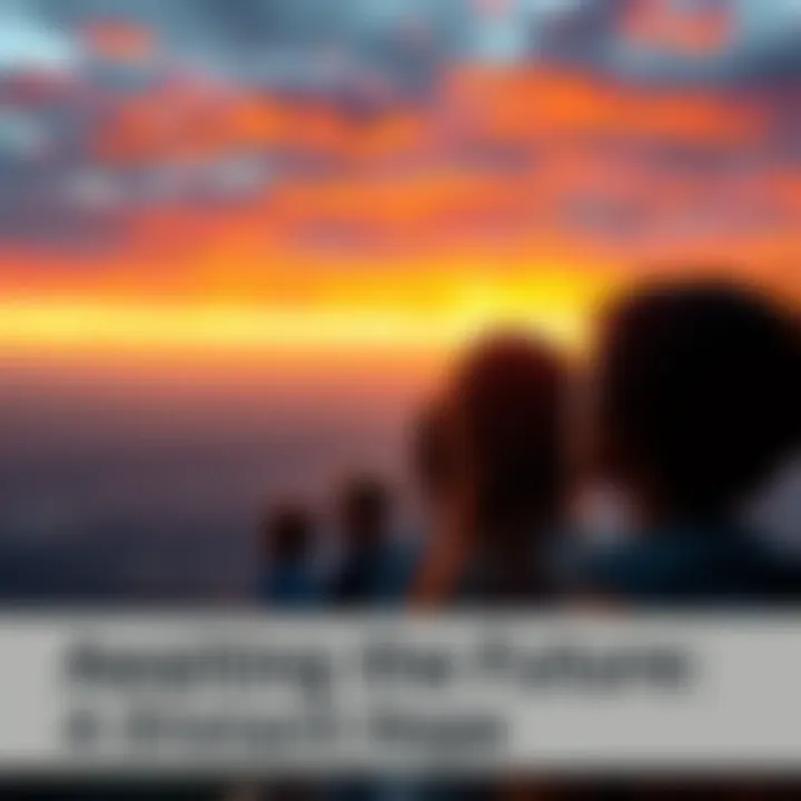 A group of diverse people gazing at a sunset, filled with hope and anticipation for the future.