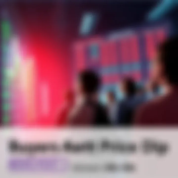 A group of people watching a screen displaying fluctuating prices, eagerly waiting for a price dip.