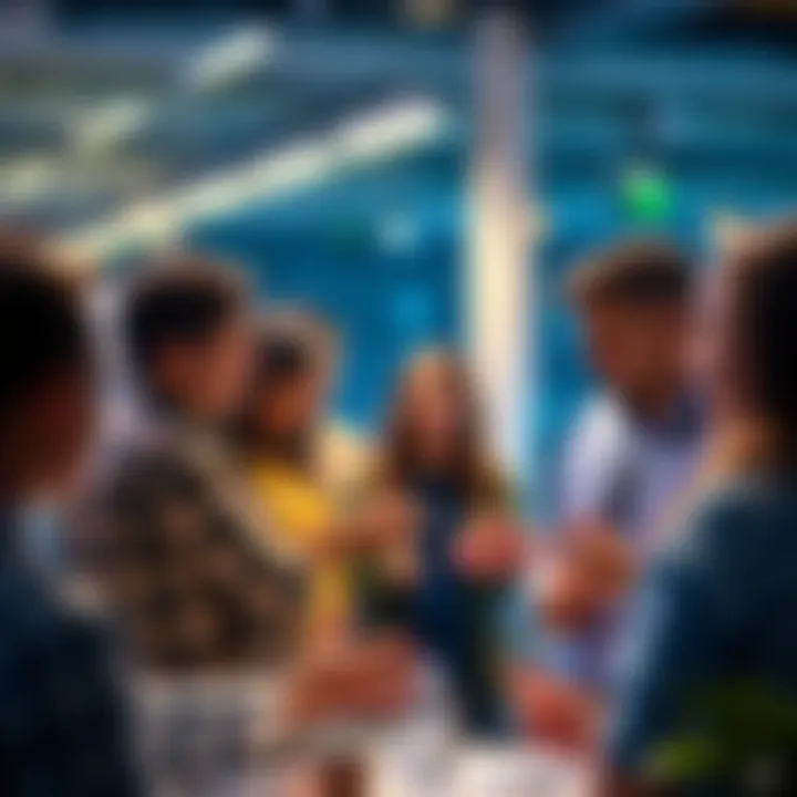 A group of diverse individuals engaging in conversation and sharing ideas to build a security network
