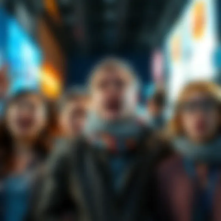 A group of people showing surprise and confusion in response to repeated events occurring around them.