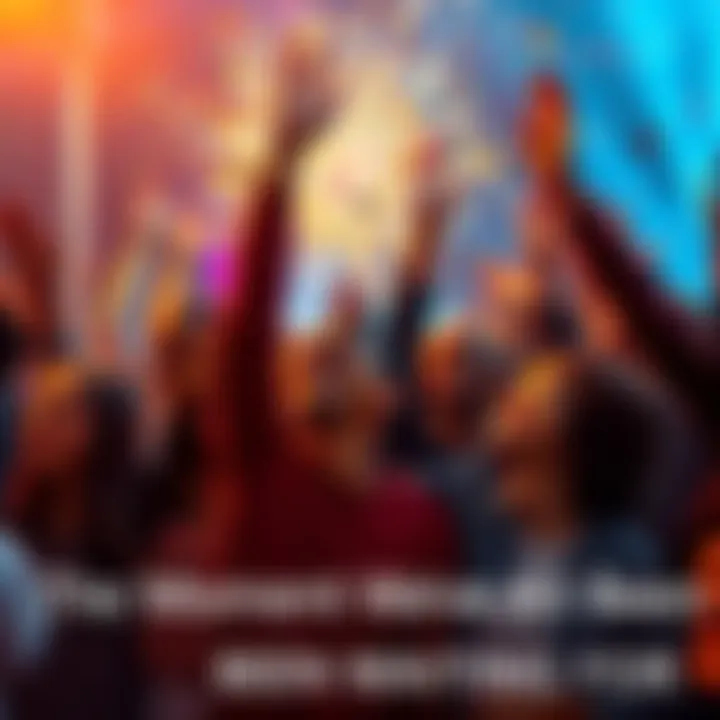 A diverse group of people joyfully celebrating together in a vibrant setting, representing a significant change in society.