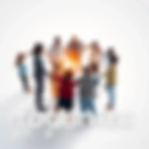 Diverse group of people standing together, holding hands in a circle to symbolize unity and collaboration.