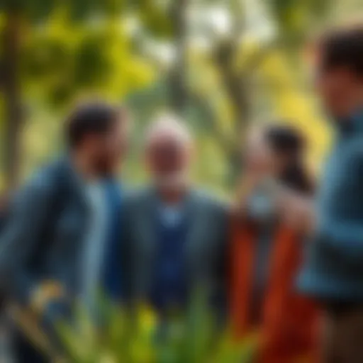 A group of people sharing a laugh in a park, showcasing joy and connection through humor.