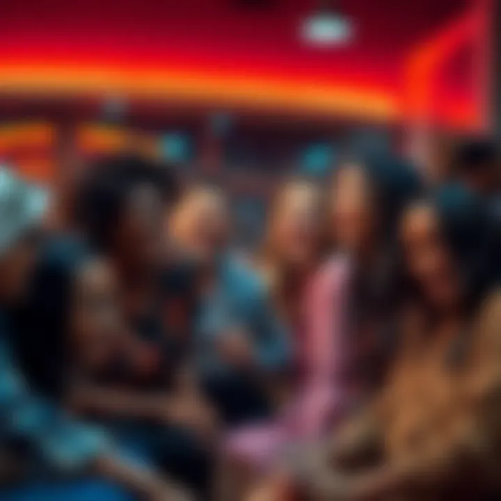 A group of diverse people laughing and enjoying each other's company in a relaxed setting.