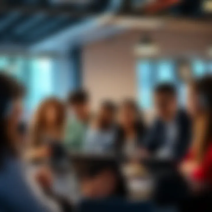A diverse group of people engaged in a learning session, sharing ideas and experiences to grow collectively.