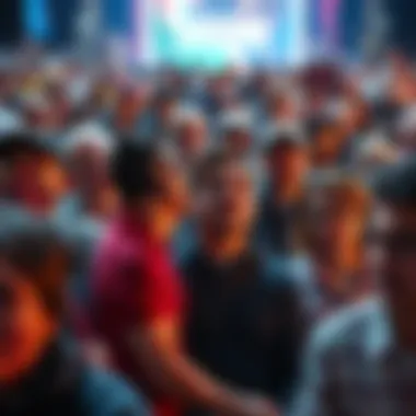 A crowd of people showing surprise and confusion at shocking events unfolding in 2026