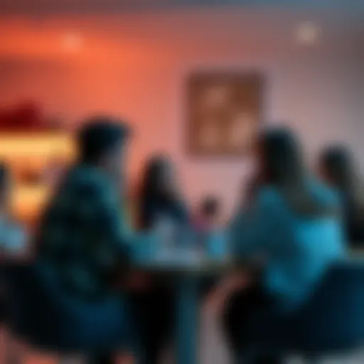 Group of people discussing and sharing ideas around a table