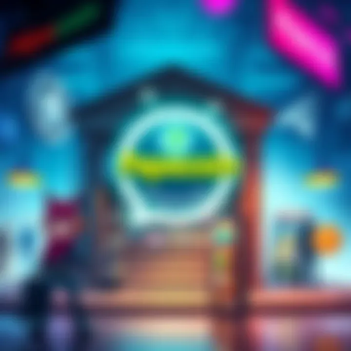 Graphic showing the PepecoinHub logo with a storefront and MMO elements like characters and trading icons