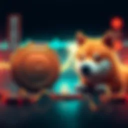 A graphic comparing the market caps of Pepecoin and Dogecoin, showing Pepecoin's lower value with a potential upward arrow indicating growth.