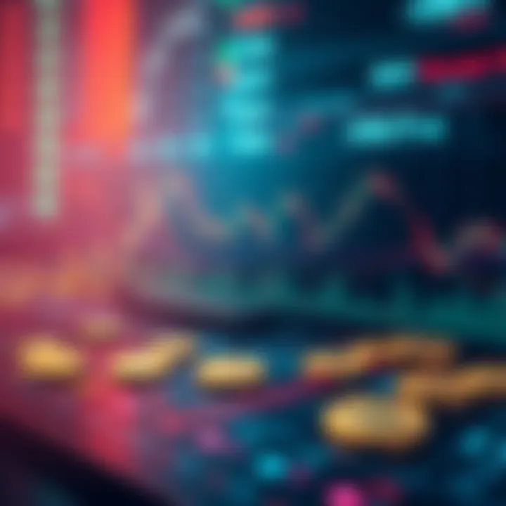 Graphic showing trading charts and digital currency symbols representing perpetual futures in prediction markets.