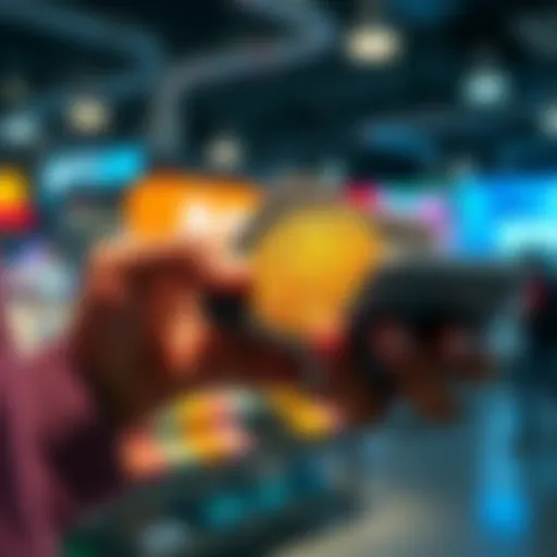 Individual examining a stack of gift cards while holding a smartphone, ensuring they are valid before completing a Bitcoin transaction