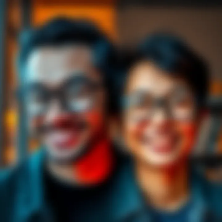Person with and without glasses A comparison of two individuals, one wearing glasses and the other without, both smiling and showcasing their styles.