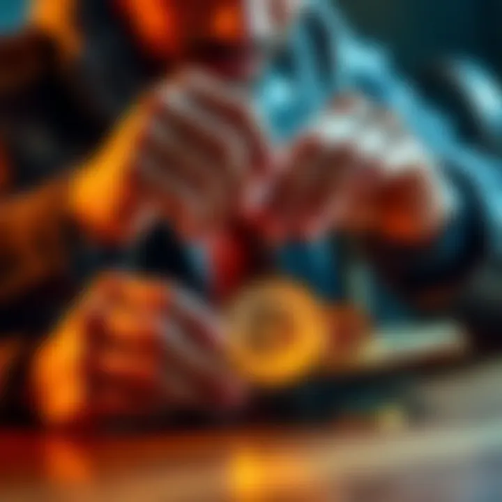 Person investing in Bitcoin Individual confidently placing money into a Bitcoin wallet, symbolizing investment in cryptocurrency