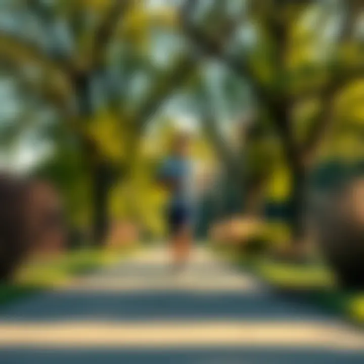 A person jogging in a park while earning rewards through a game called Atlas Bucks.