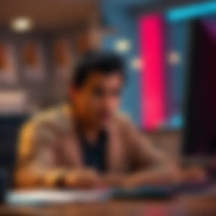 Individual looking puzzled while checking a computer for payee registration info
