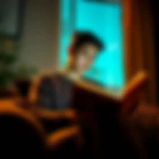 A young adult sitting in a cozy setting, reading an economics book with a focused expression, symbolizing personal growth and success in their 20s.