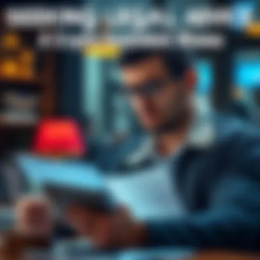 A concerned individual looking at legal documents related to cryptocurrency investments