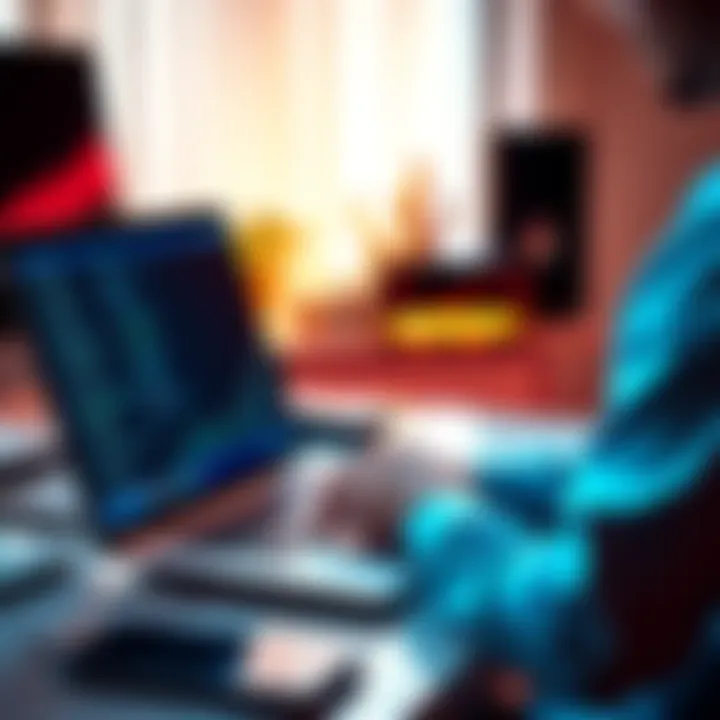 A person working on their laptop, deploying a non-WordPress CMS solution like Payload or Strapi.