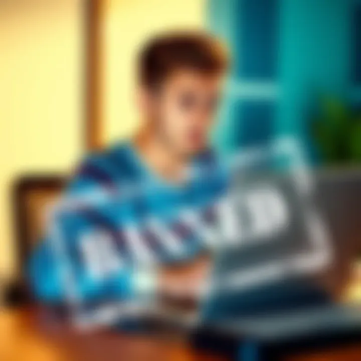 A person sitting at a table with a surprised expression while looking at a survey form on their laptop, with a 'banned' stamp graphic overlayed on the image.
