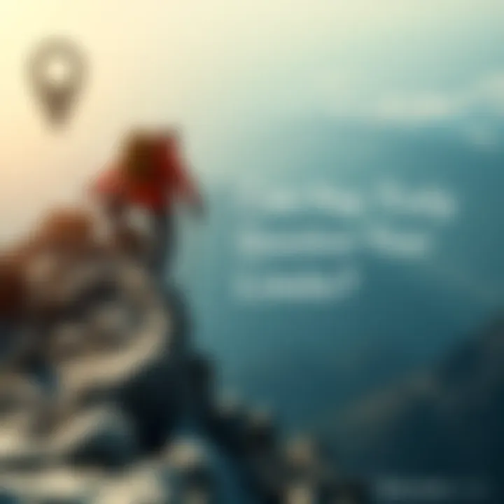 Person Climbing a Mountain A determined individual scaling a steep mountain, symbolizing the challenge of pushing personal limits.