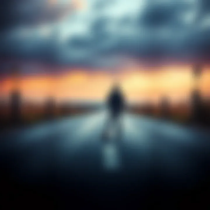 A person standing at a fork in the road, looking thoughtful about which path to take, symbolizing decision-making.