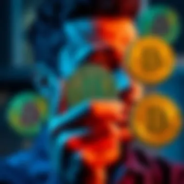 A person looks at Bitcoin symbols with a thoughtful expression, reflecting on their investment decisions