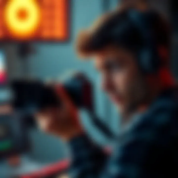 A person with a camera shows frustration while editing video content, symbolizing production delays