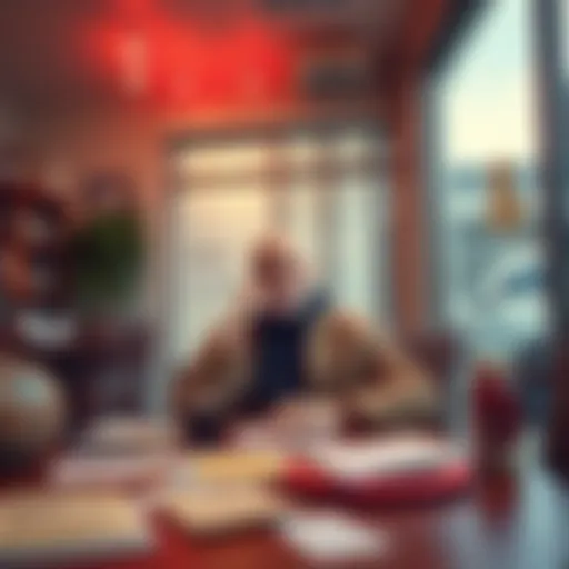 A person sits at a table looking thoughtful, surrounded by notes and reminders about honesty and personal growth.