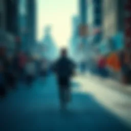 A person running in the opposite direction of a crowd, symbolizing independence and defiance against conformity.