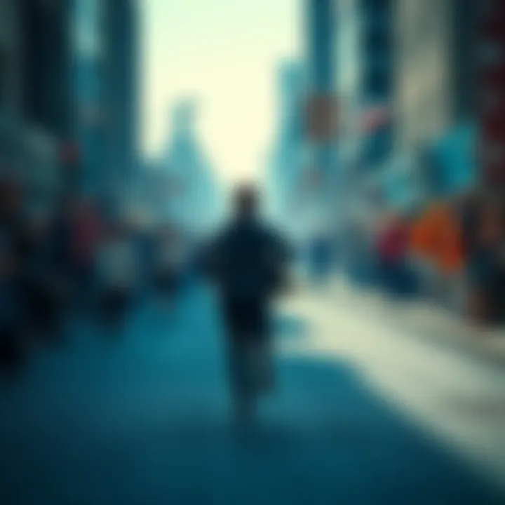 Person running alone A person running in the opposite direction of a crowd, symbolizing independence and defiance against conformity.