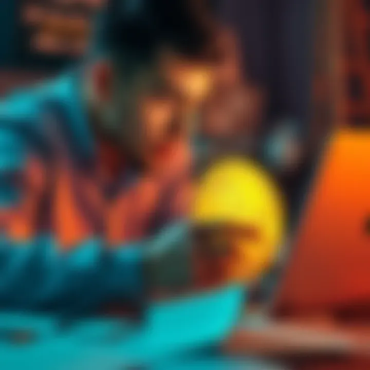 A person looking through papers and a laptop, trying to find a lost bitcoin key