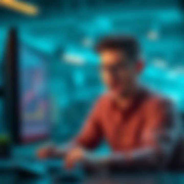 A person showing a shocked expression while looking at their selling results on a computer screen