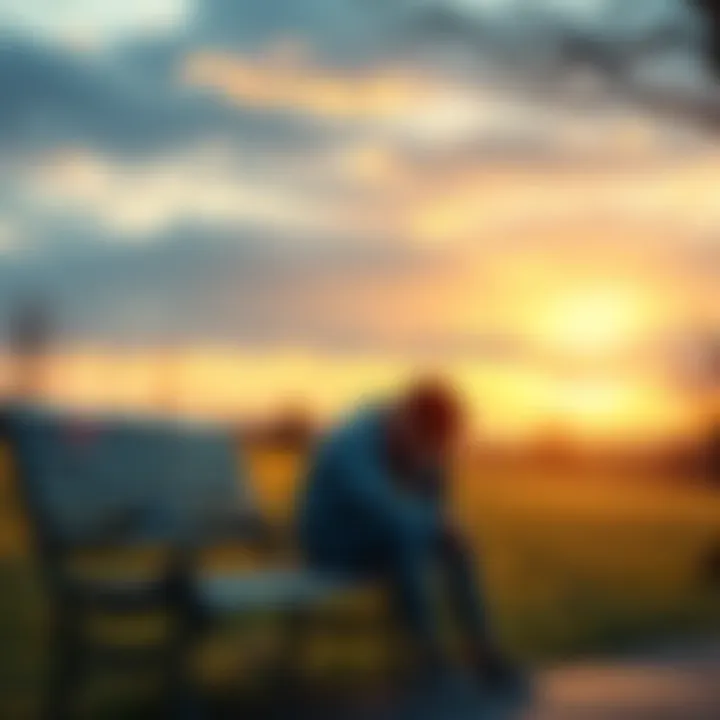 A young person sitting on a park bench, looking down with a disappointed expression, symbolizing giving up on goals.