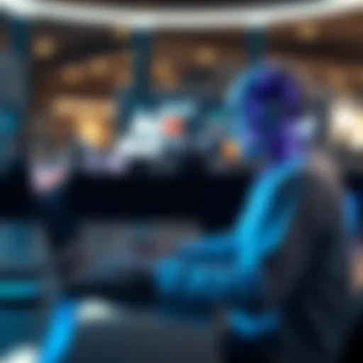 Individual working on a laptop with an AI chatbot on the screen, representing acceptance of AI in the workplace