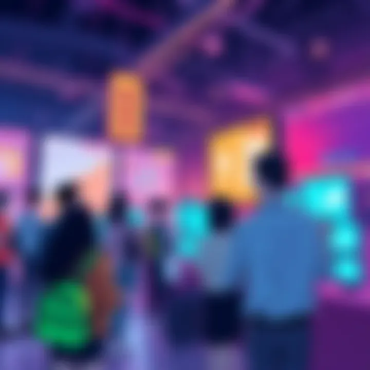 An illustration showing users interacting with personalized ads based on their on-chain activities, with a focus on earnings and DeFi engagement. People are depicted engaging with digital screens that...