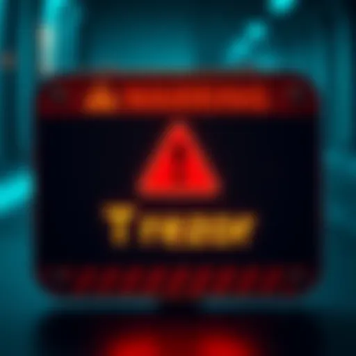 A warning sign with a phishing email screenshot and Trezor logo to alert people about scams.