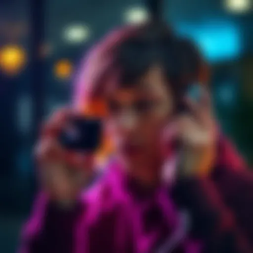 A person holding a smartphone to their ear, engaged in a phone call, conveying connection and communication.