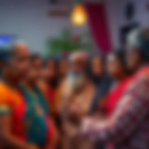 A group of Indian community members gather to discuss the removal of a photo from Sorare's social media account, showing expressions of concern and solidarity.