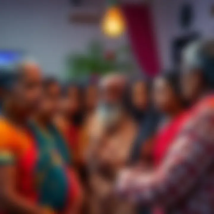 Photo removal request A group of Indian community members gather to discuss the removal of a photo from Sorare's social media account, showing expressions of concern and solidarity.
