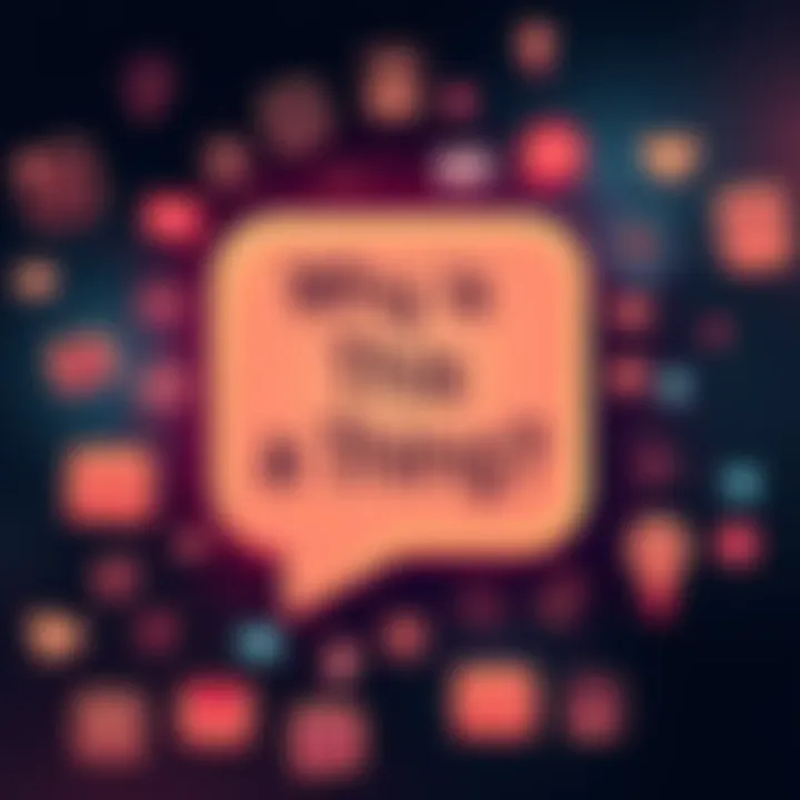 A speech bubble with the text 'Why is This a Thing?' inside, surrounded by engaging icons representing communication and culture.