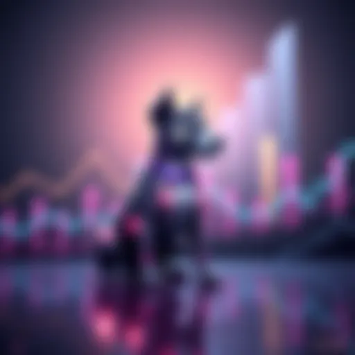 An illustration of a digital dog icon representing Pi Network Dog, with rising charts in the background to symbolize investment potential.