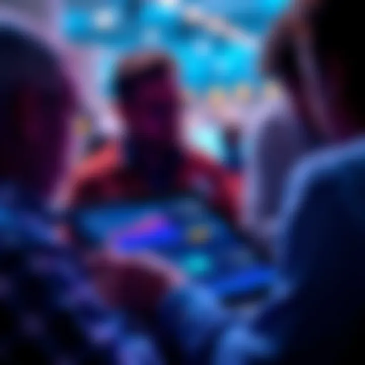A close-up view of people discussing payouts on forums, showing a tablet with graphs and numbers related to Pi Network payouts.
