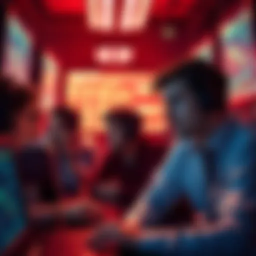 A group of people expressing frustration over computer screens showing connectivity issues and zero bonuses for Pi nodes.