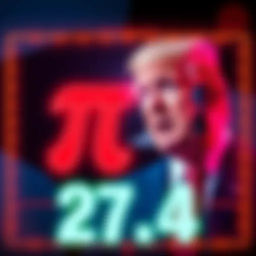 A graphic showing the numbers 27.4 associated with Pi and Donald Trump, highlighting the unusual event on Pi Day.