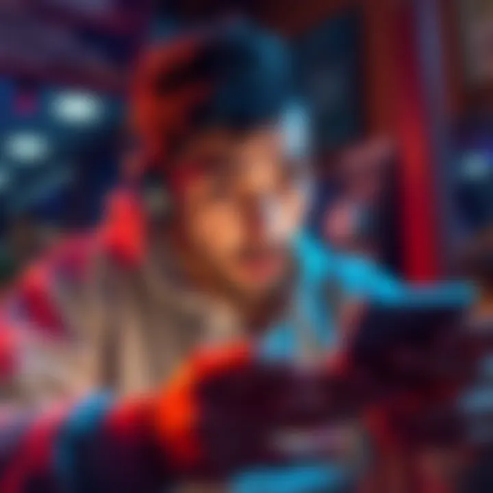 Player looking surprised at their device after accidentally buying a parcel and losing money