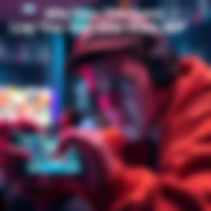 A gamer looks annoyed while playing a game on a mobile device, showing ads on the screen before logging out.