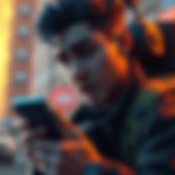 An Atlas Earth player looks worried, holding a phone with the game's support chat open, expressing frustration over a permanent ban.