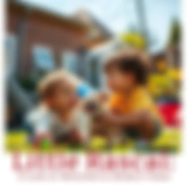 A child and a puppy play together in a sunny backyard, laughing and having fun.